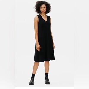 Eileen Fisher | Linen Blend Stretch Sleeveless Smocked Dress Medium Lagenlook